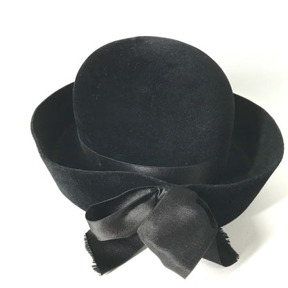 CHANEL hat wool black ribbon Women 57 Used Authentic