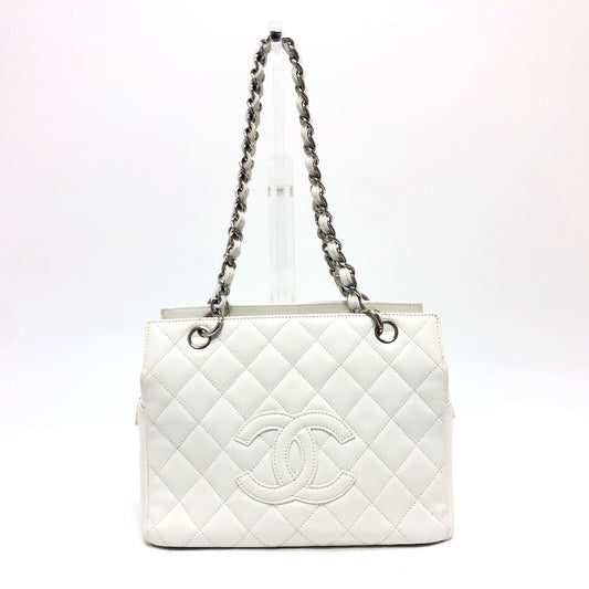 CHANEL Handbag Caviar skin white CC COCO Mark Matelasse