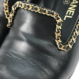CHANEL pumps shoes leather shoes flat shoes flat shoes Chain pointed CC COCO Mark leather black Women Used Authentic
