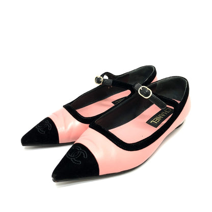 CHANEL pumps G39604 Lambskin, Velour pink 22K Merry Jane 38