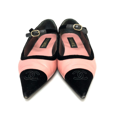 CHANEL pumps G39604 Lambskin, Velour pink 22K Merry Jane 38