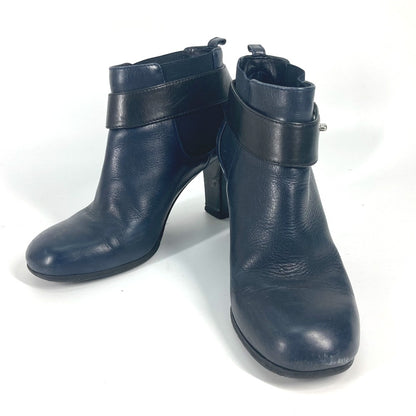 CHANEL boots G29293 leather Navy short boots shoes shoes heels CC COCO Mark Turnlock Women 37.5 Used Authentic