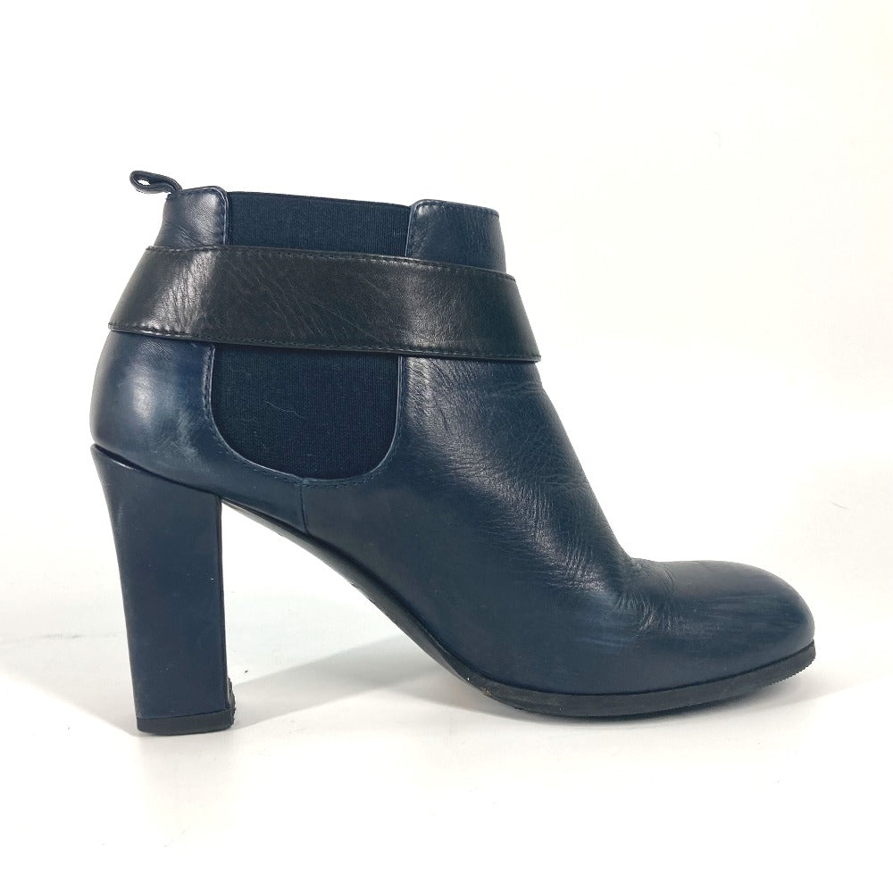 CHANEL boots G29293 leather Navy short boots shoes shoes heels CC COCO Mark Turnlock Women 37.5 Used Authentic