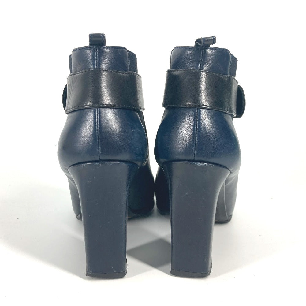 CHANEL boots G29293 leather Navy short boots shoes shoes heels CC COCO Mark Turnlock Women 37.5 Used Authentic