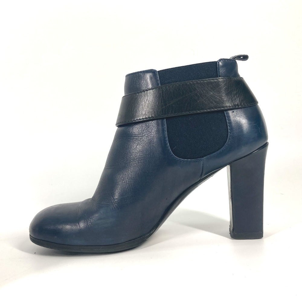 CHANEL boots G29293 leather Navy short boots shoes shoes heels CC COCO Mark Turnlock Women 37.5 Used Authentic