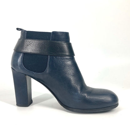 CHANEL boots G29293 leather Navy short boots shoes shoes heels CC COCO Mark Turnlock Women 37.5 Used Authentic