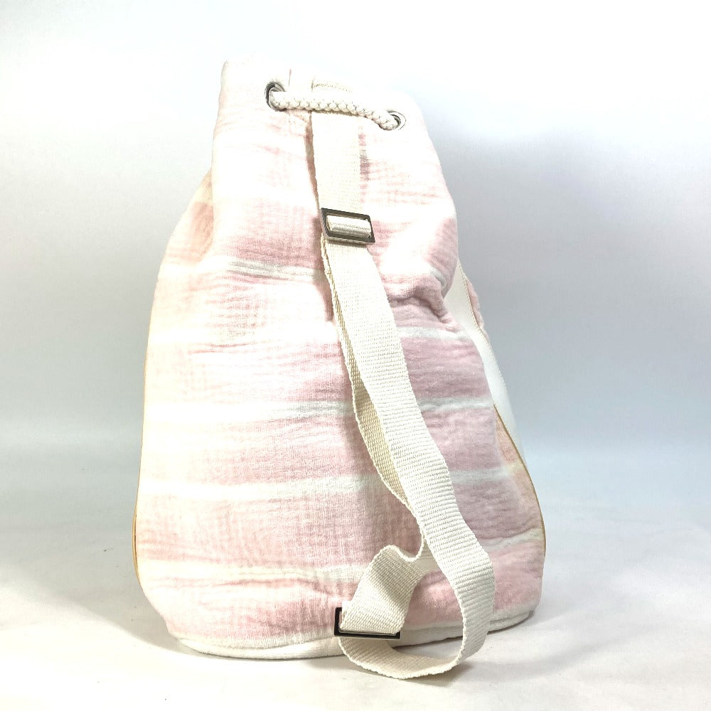 CHANEL Shoulder Bag cotton pink beach bag shoulder CC COCO Mark Border Pile Women Used Authentic