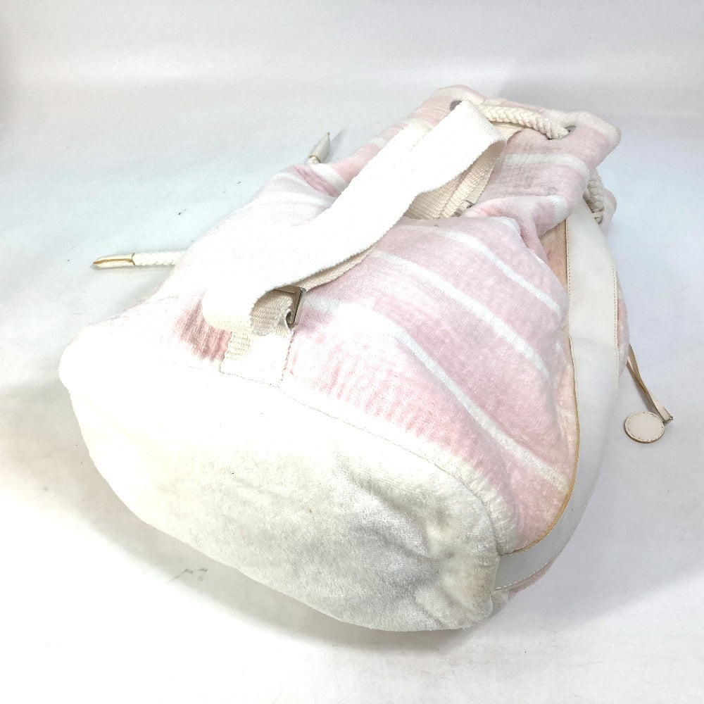 CHANEL Shoulder Bag cotton pink beach bag shoulder CC COCO Mark Border Pile Women Used Authentic