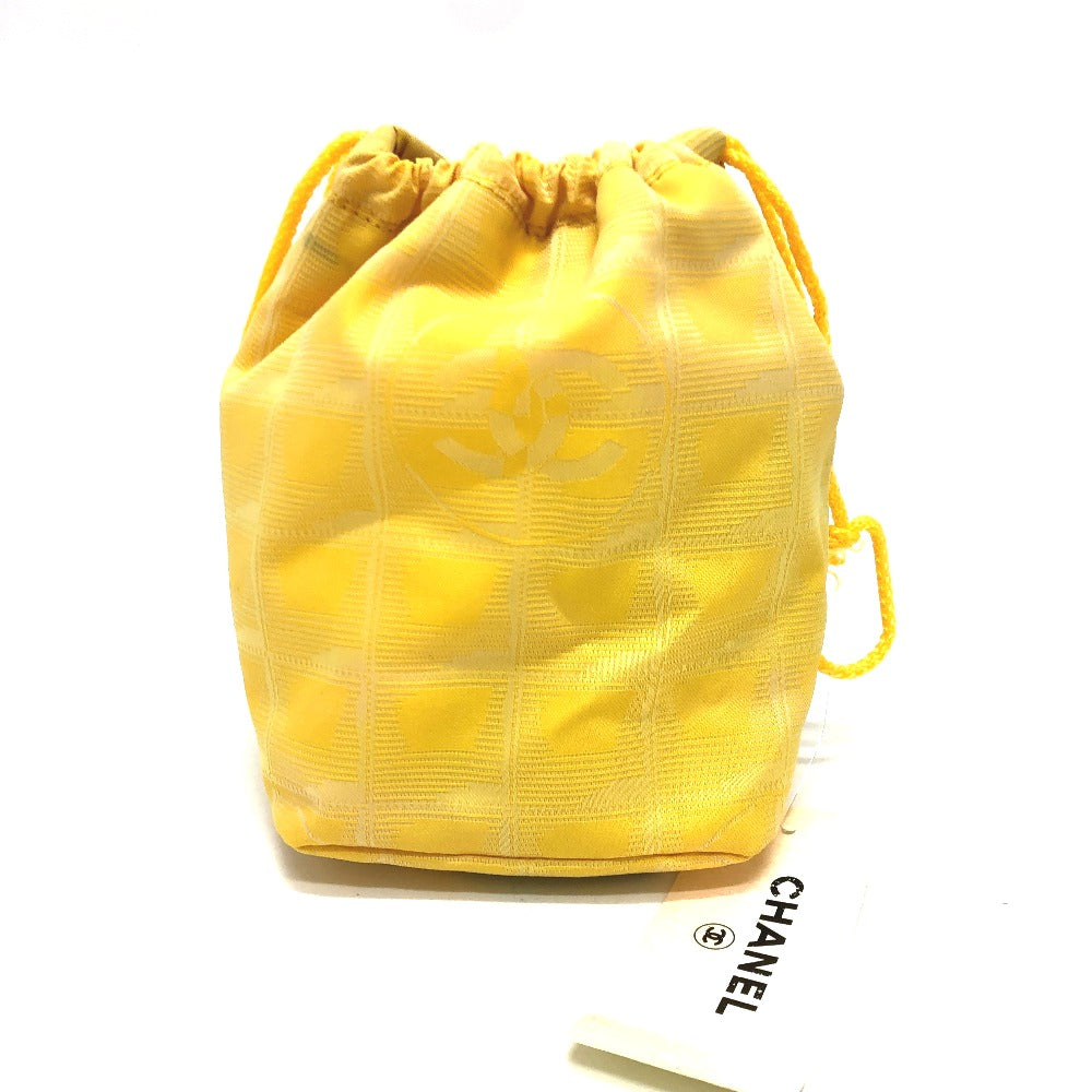 CHANEL Pouch Ａ14355 canvas yellow New Travel Line Drawstring Makeup Case