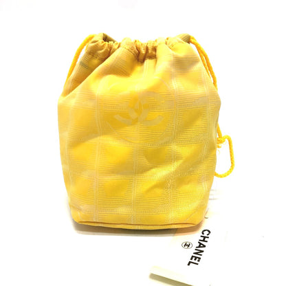 CHANEL Pouch Ａ14355 canvas yellow New Travel Line Drawstring Makeup Case