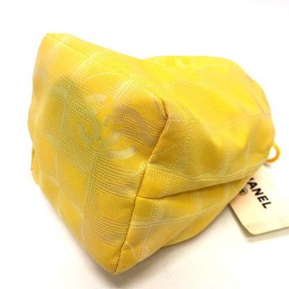 CHANEL Pouch Ａ14355 canvas yellow New Travel Line Drawstring Makeup Case