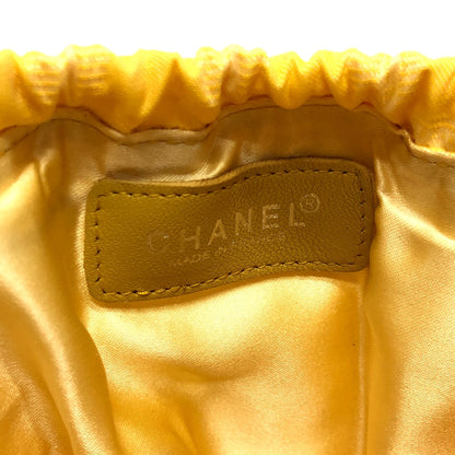 CHANEL Pouch Ａ14355 canvas yellow New Travel Line Drawstring Makeup Case