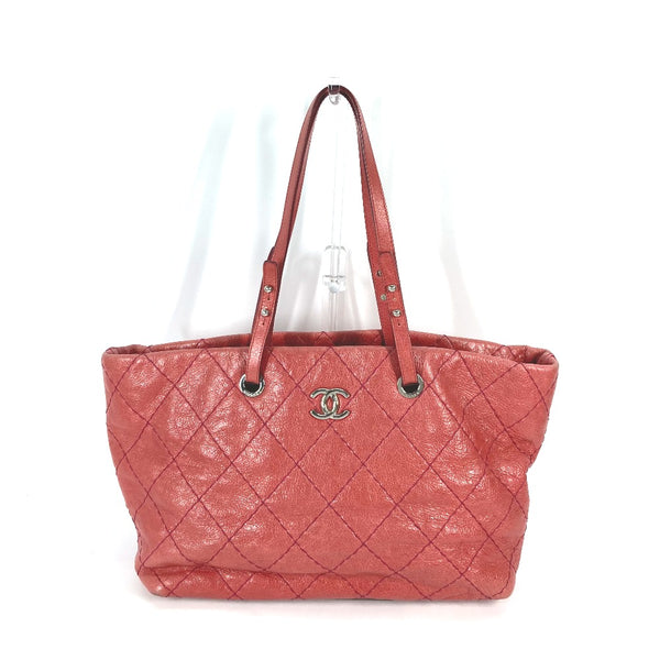 CHANEL Shoulder Bag Tote Bag shoulder bag Quilting CC COCO Mark On the load Caviar skin Pink Women Used Authentic