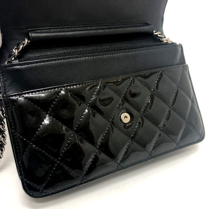 CHANEL Shoulder Bag A33814 enamel black CC COCO Mark Matelasse