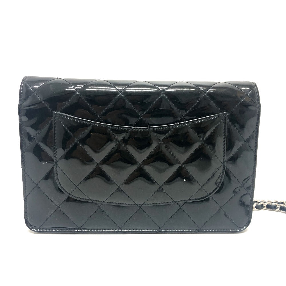 CHANEL Shoulder Bag A33814 enamel black CC COCO Mark Matelasse