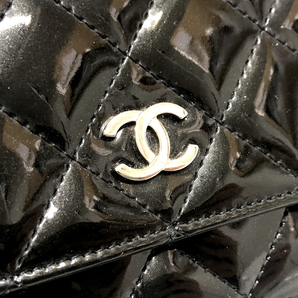 CHANEL Shoulder Bag A33814 enamel black CC COCO Mark Matelasse