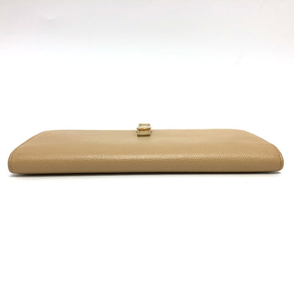 CHANEL Folded wallet leather beige COCO Button