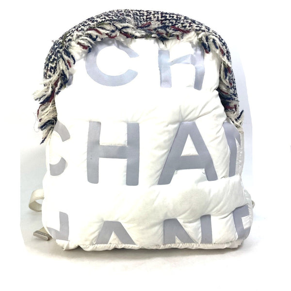 CHANEL Backpack backpack bag fringed bag Doudone Nylon, Tweed A91933 white Women Used Authentic