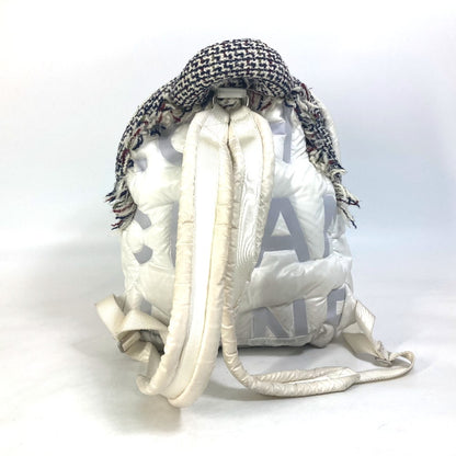 CHANEL Backpack A91933 Nylon, Tweed white fringed bag Doudone Women Used Authentic