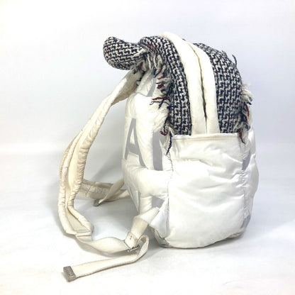 CHANEL Backpack A91933 Nylon, Tweed white fringed bag Doudone Women Used Authentic