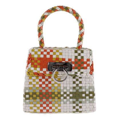 Salvatore Ferragamo Handbag DO217228 leather multicolor Braid Gancini Women Used Authentic