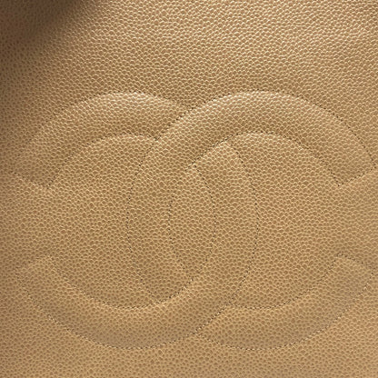 CHANEL Tote Bag Caviar skin beige Coco ball COCO Mark Women Used Authentic