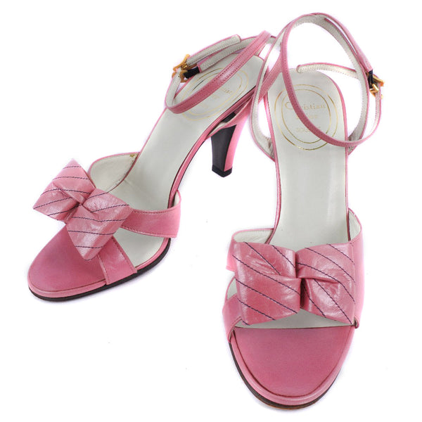 Christian Dior Sandals ribbon leather pink Women Used Authentic