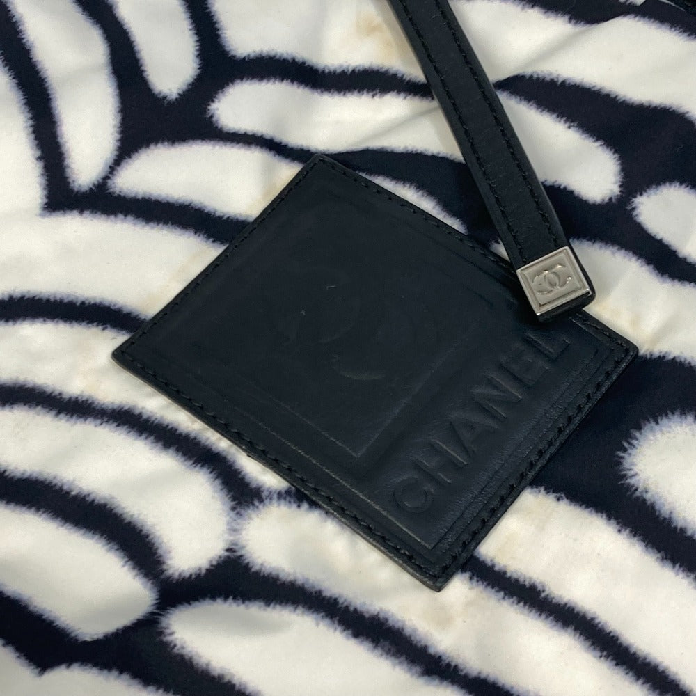 CHANEL Shoulder Bag Nylon black Sports Zebra Pattern