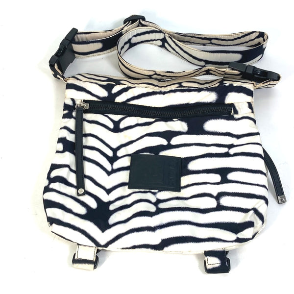 CHANEL Shoulder Bag Crossbody bag Sports Zebra Pattern Nylon black Women Used Authentic