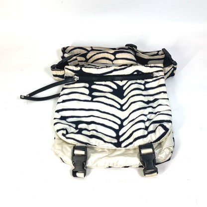 CHANEL Shoulder Bag Nylon black Sports Zebra Pattern Women Used Authentic