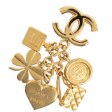 CHANEL Brooch Icon vintage Heart Clover Matelasse Plated Gold gold Women Used Authentic