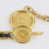 Cinghia a catena a cinghia Chanel, donne nere oro placcate usate autentiche