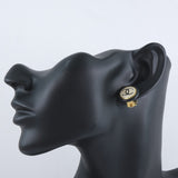 CHANEL Earring COCO Mark Plated Gold black Women Used Authentic