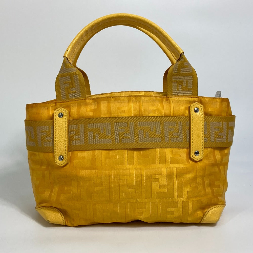 FENDI Handbag 8BH142 Nylon yellow FF Zucca Women Used Authentic