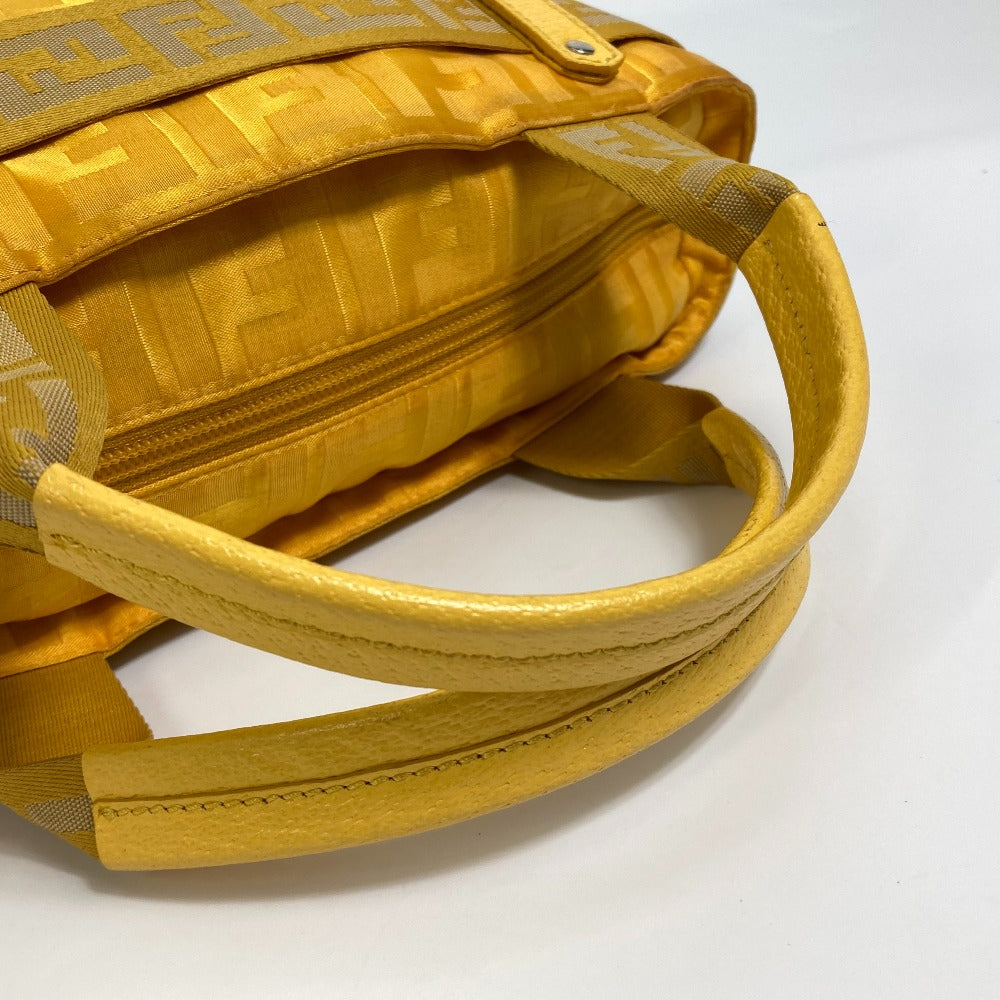 FENDI Handbag 8BH142 Nylon yellow FF Zucca Women Used Authentic