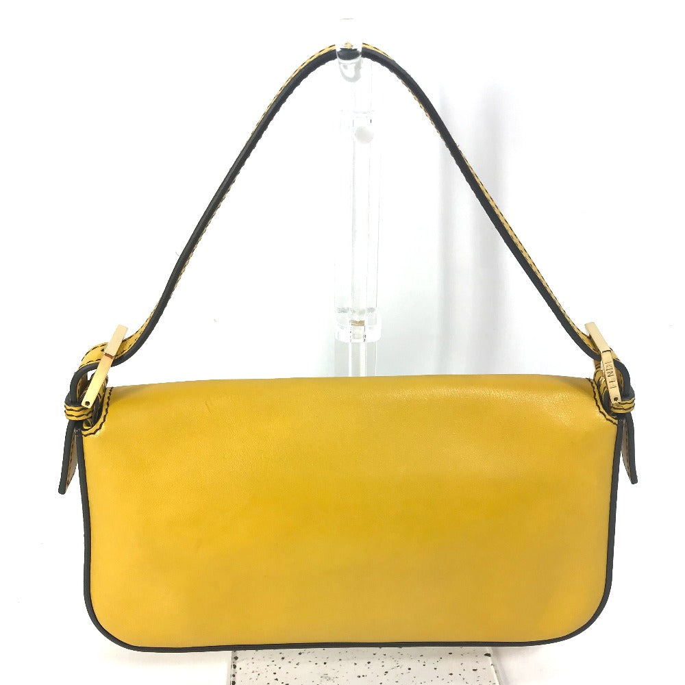 FENDI Handbag 8BR600 leather yellow FF Mamma Bucket Women Used Authentic