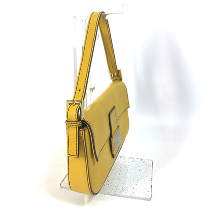 FENDI Handbag 8BR600 leather yellow FF Mamma Bucket Women Used Authentic