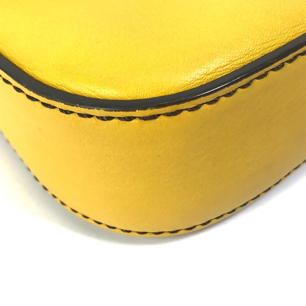 FENDI Handbag 8BR600 leather yellow FF Mamma Bucket Women Used Authentic