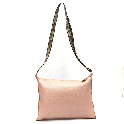 FENDI Shoulder Bag leather pink Celeria