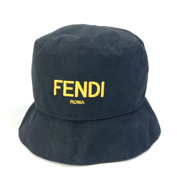 FENDI hat Hat Hat Bucket Hat Bob Hat logo fisherman hat cotton FXQ790 black mens Used Authentic