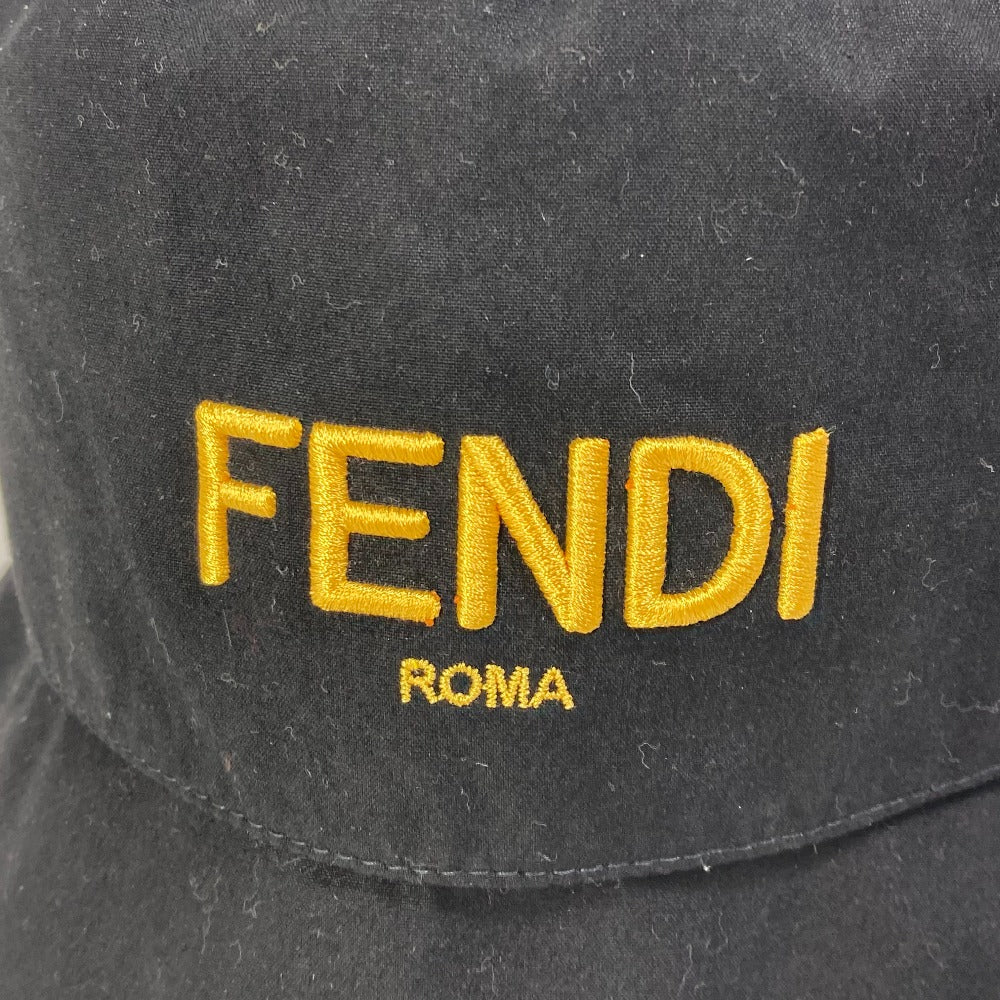 FENDI hat FXQ790 cotton black Hat Hat Bucket Hat Bob Hat logo fisherman hat mens 60 Used Authentic