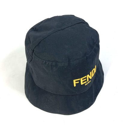 FENDI hat FXQ790 cotton black Hat Hat Bucket Hat Bob Hat logo fisherman hat mens 60 Used Authentic