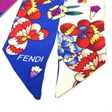 FENDI scarf silk blue Floral Women Used Authentic