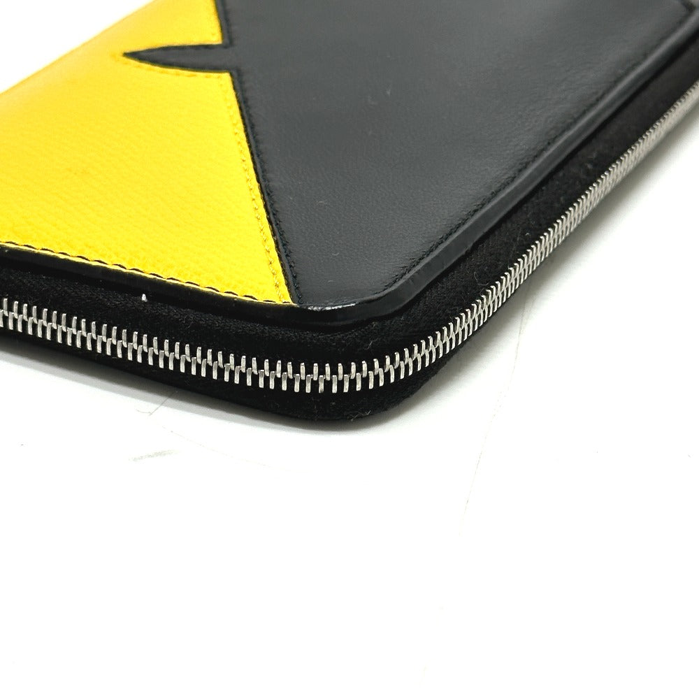 FENDI Coin case 7M0283 leather black Wallet Coin Pocket Card Case Monster Bugs mens Used Authentic