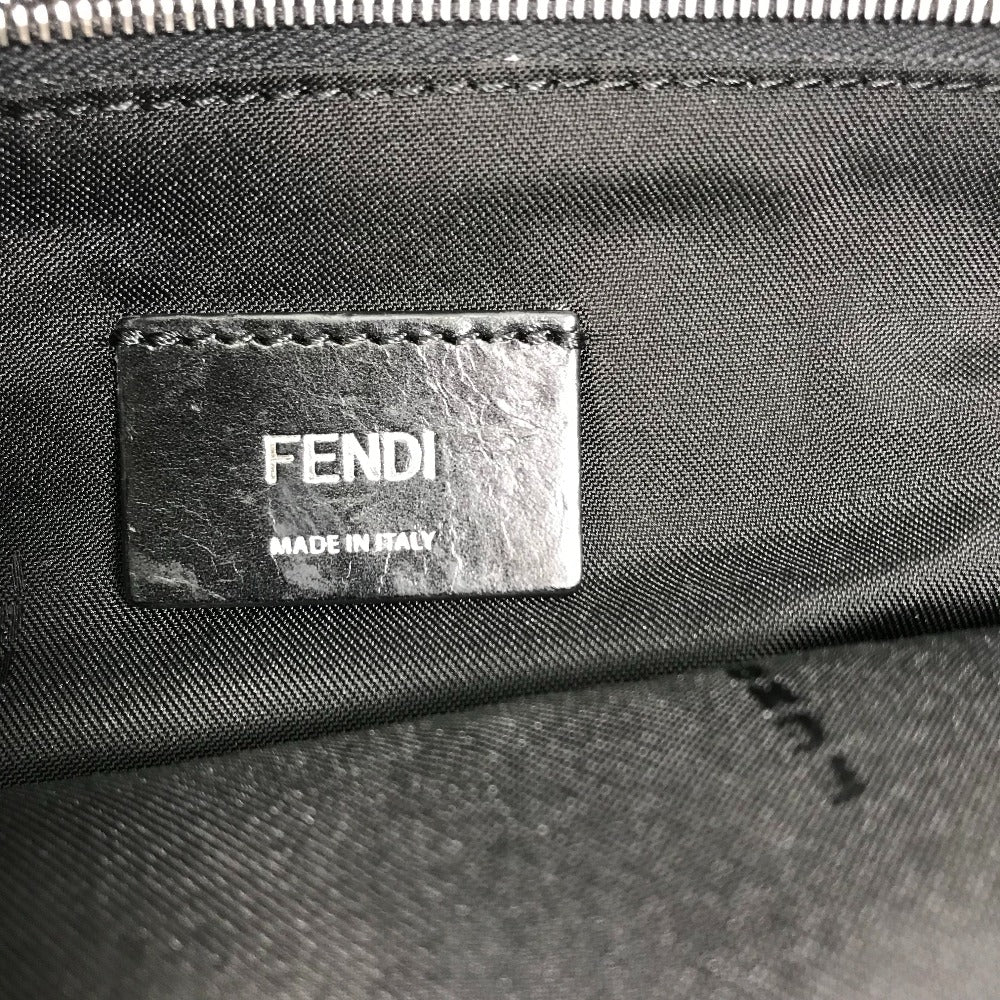 FENDI Shoulder Bag 7VA470 leather black crossbody clutch bag Monster Bugs mens Used Authentic