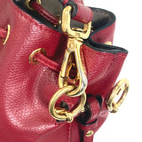 FENDI Shoulder Bag 2WAY Handbag Pochette Crossbody FFMetal Drawstring Bucket Mini Montresor leather 8BS010 Red Women Used Authentic