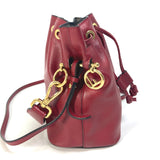 FENDI Shoulder Bag 2WAY Handbag Pochette Crossbody FFMetal Drawstring Bucket Mini Montresor leather 8BS010 Red Women Used Authentic