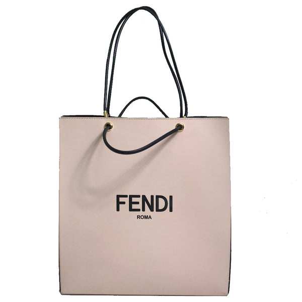FENDI Tote Bag bag medium Shopping bag leather 8BH383 Light pink Women Used Authentic