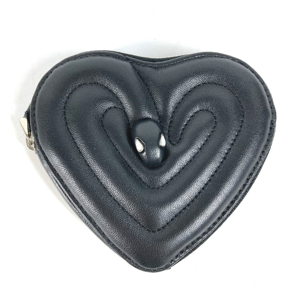 BVLGARI Coin case leather black AMBUSH Serpenti Heart Women Used Authentic