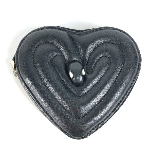 BVLGARI Coin case Coin Pocket Wallet AMBUSH Serpenti Heart leather black Women Used Authentic